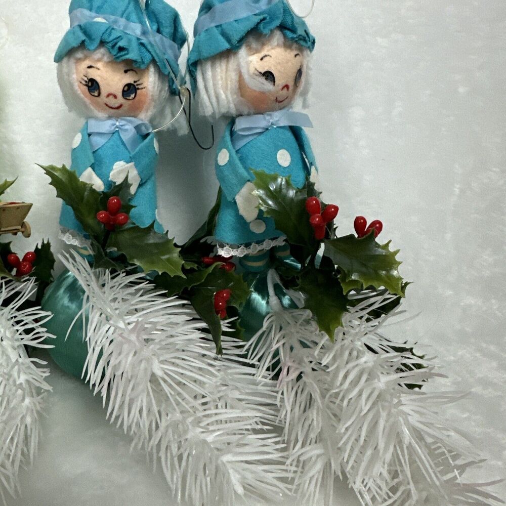 Vintage Christmas Ornaments Small Girl Dolls Styrofoam‎ Cottagecore Retro Decor - Picture 6 of 10